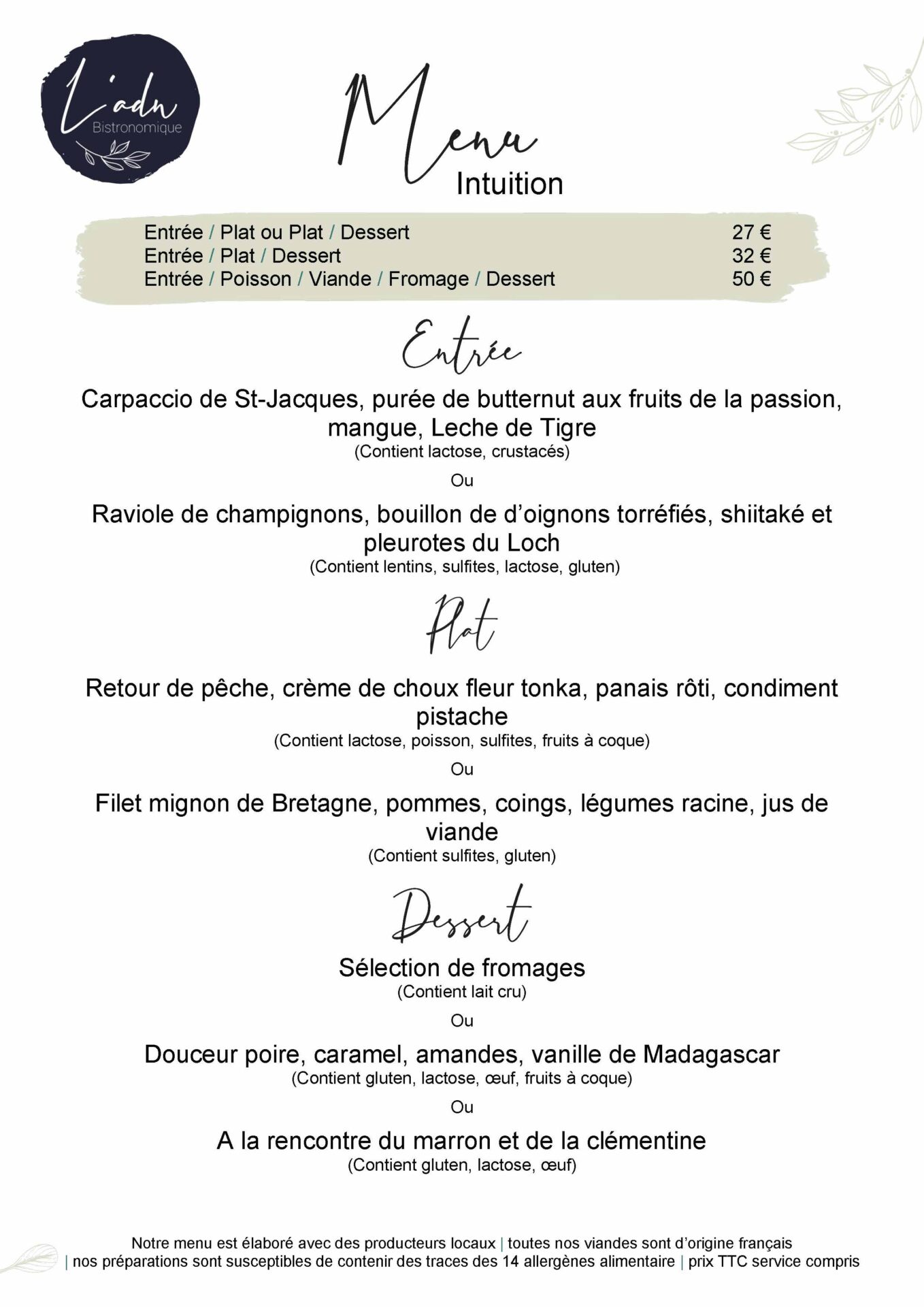 Menu de la semaine du 28 octobre 2025